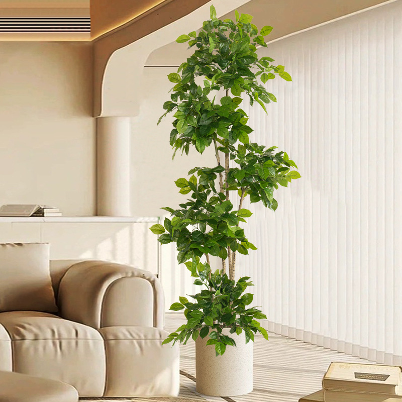 Fiddle Leaf Fig - 2-78in ขนาดใหญ่พืชปลอมประดิษฐ์ Happy tree พลาสติก Radermachera